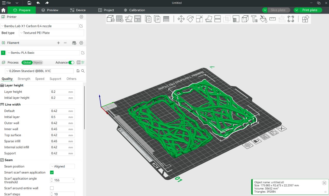 切片軟體中的 3D 模型